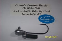 3/16 oz Rattle Tube Jig Head 90 Degree 4/0 Gamakatsu Hook