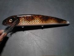 repainted grandma muskie bait/walleye with gold foil under paint