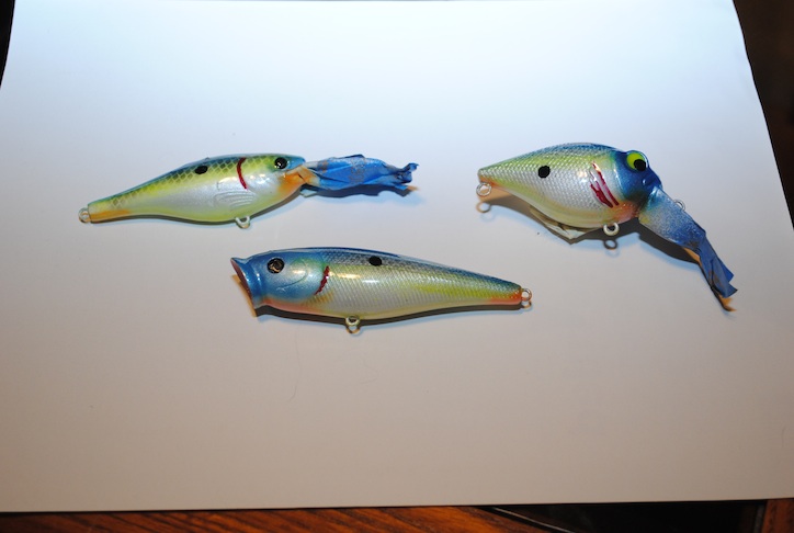 A fishing lure turned on the lathe from maple. Airbrushed, weighted,  rattles added and coated with clear epoxy.